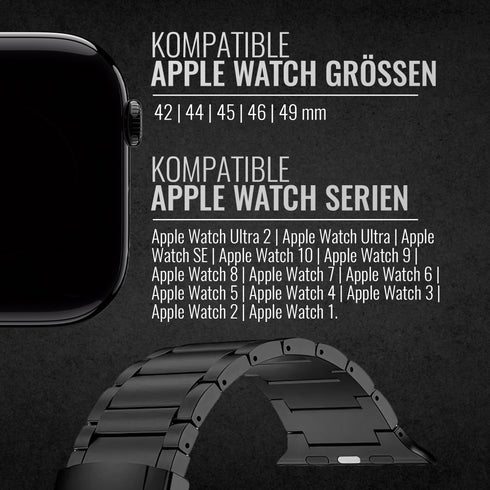 Premium Titan Armband Galaxy mit Sicherheitsschließe für alle Apple Watch Serien