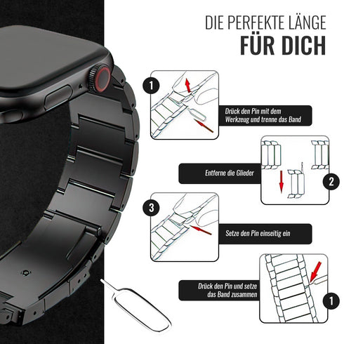 Premium Titan Armband Galaxy mit Sicherheitsschließe für alle Apple Watch Serien
