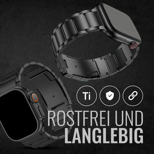 Premium Titan Armband Galaxy mit Sicherheitsschließe für alle Apple Watch Serien