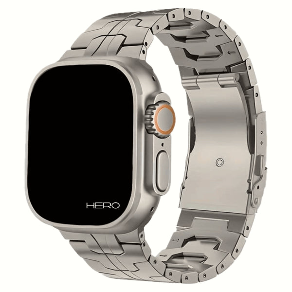 Premium Titan Armband Hero mit Sicherheitsschließe für alle Apple Watch Serien