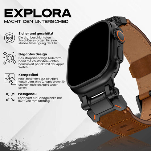 Premium Leder Armband Explora für alle Apple Watch Serien