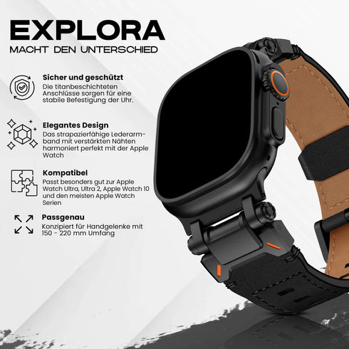 Premium Leder Armband Explora für alle Apple Watch Serien