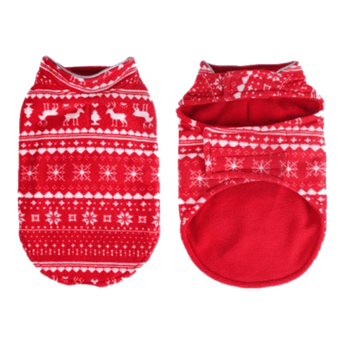 Wendepulli Fleece Wintermotiv rot