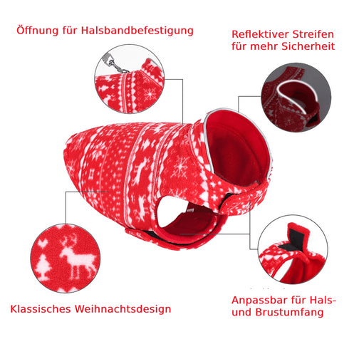 Wendepulli Fleece Wintermotiv rot