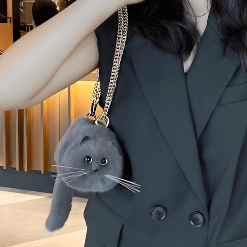 Handmade Girls Bag Plush Cat Messenger Bag